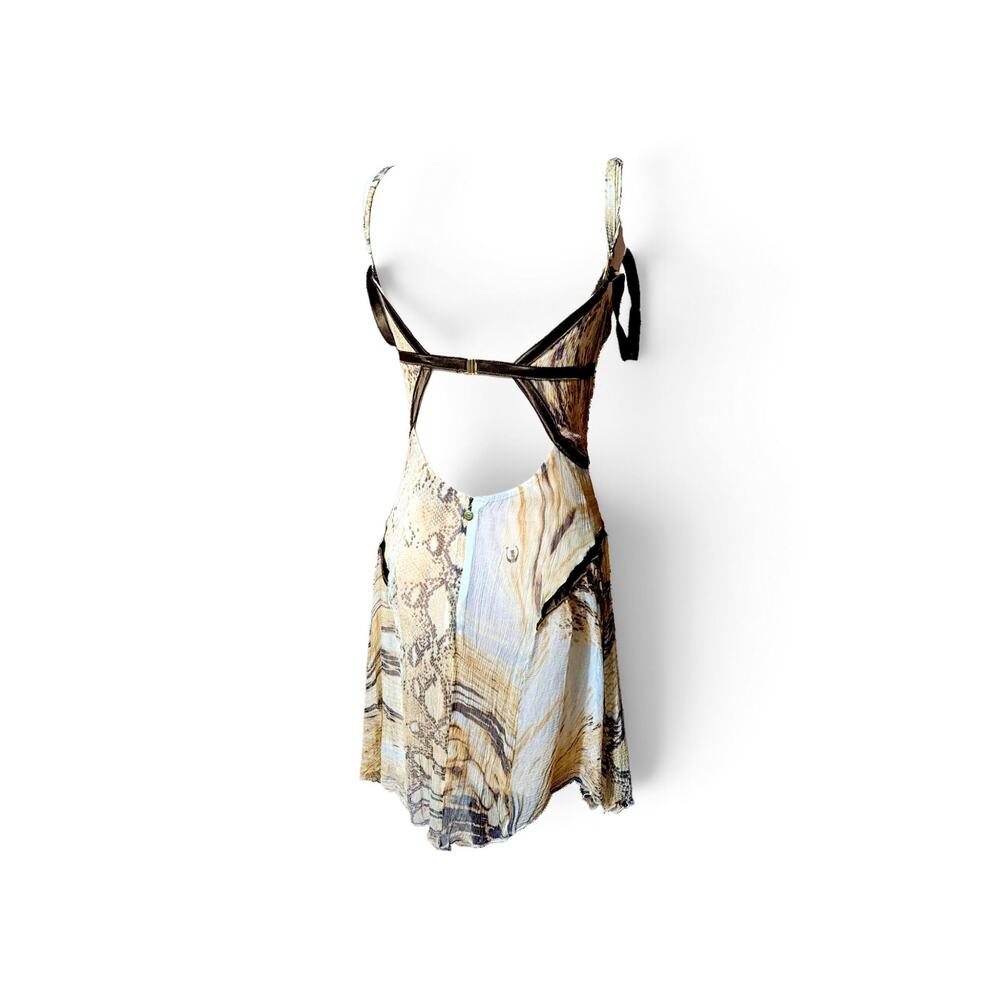 Y2k Just Cavalli Silk Snakeskin Print Mini Dress Keyhole - Size 42 (Small) - Picture 4 of 9